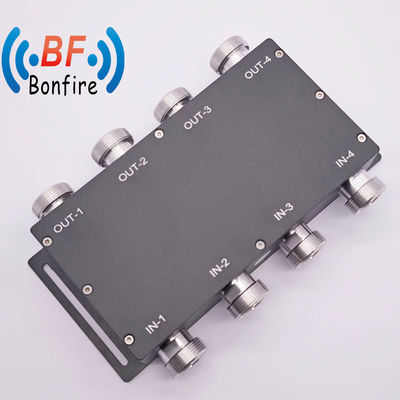 Op maat gemaakt Grijs 698-3800MHz RF Low Pim 3dB Hybrid Coupler Combiner 4.3-10 Vrouwtype