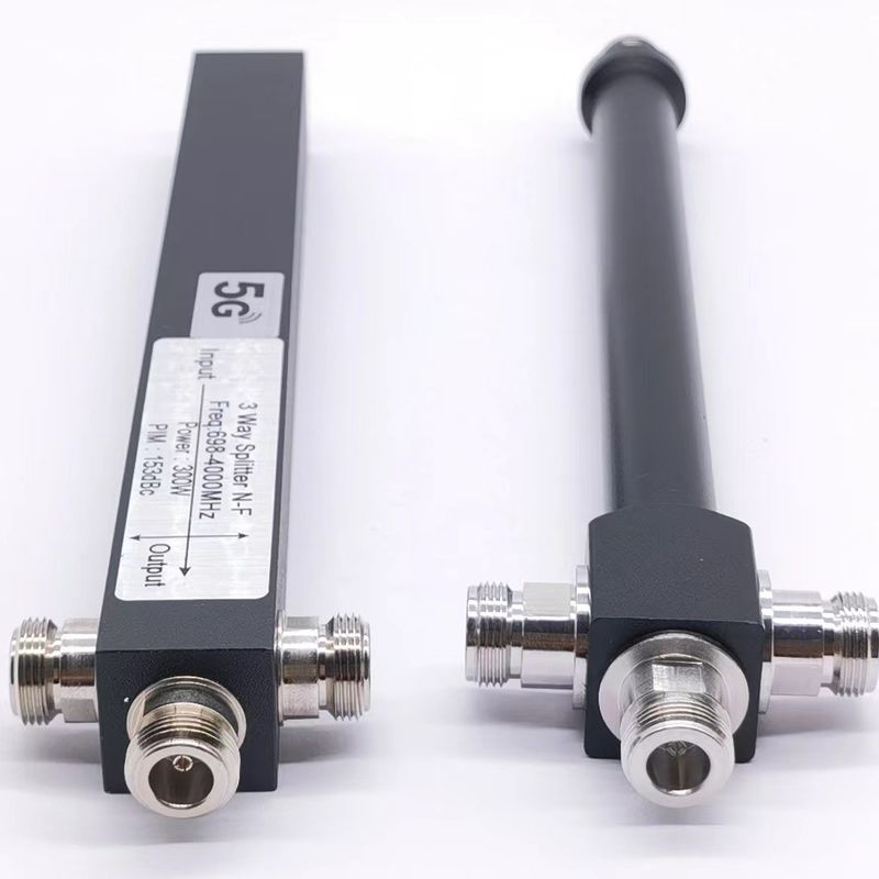 698-4200MHz N-F 3 Way Low Pim Cavity High Power Splitter in aangepaste grijze kleur