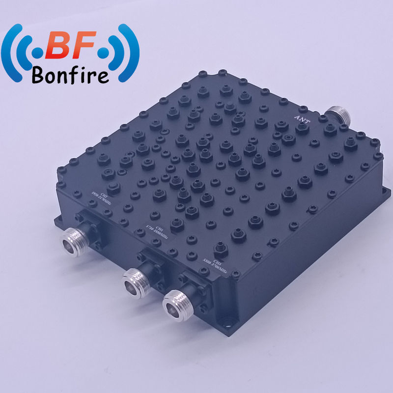 HLQ-XXXXX Tri-Band Combiner 1710-1880 1920-2170 3300-3700MHz met 4.3-10-F DIN-F N-F